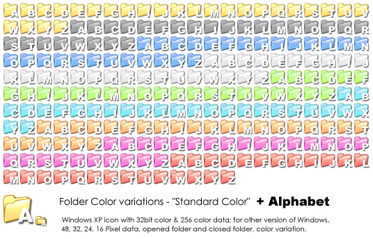 Windowsxpアイコン フォルダ アルファベット付 256色 の詳細情報 Vector ソフトを探す